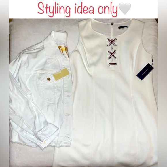 🎉HP🎉New! Tommy Hilfiger Pique Knit Lace Up Sheath Dress Ivy Womens Size 12🤍 - Picture 15 of 16